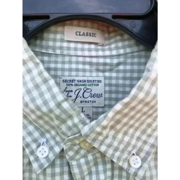 Men's J.Crew Green & White Plaid Button Down Shirt Size L - Picture 2 of 2
